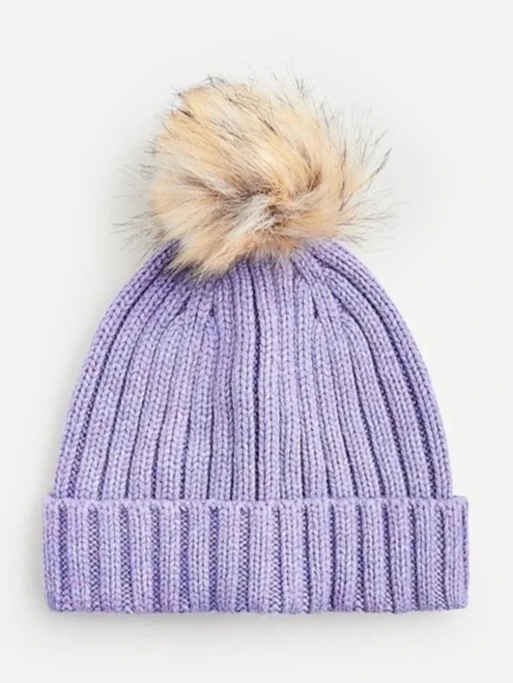 J. Crew  ribbed beanie with faux fur pom pom
